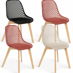 Chaises terracotta et beige