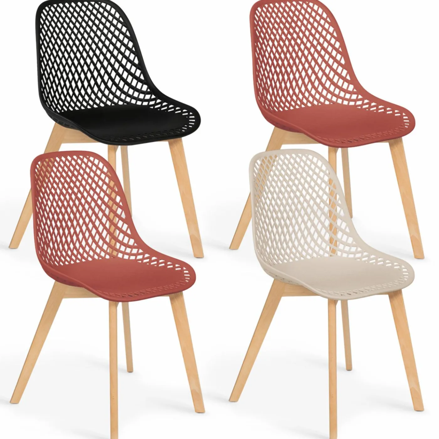 Chaises terracotta et beige