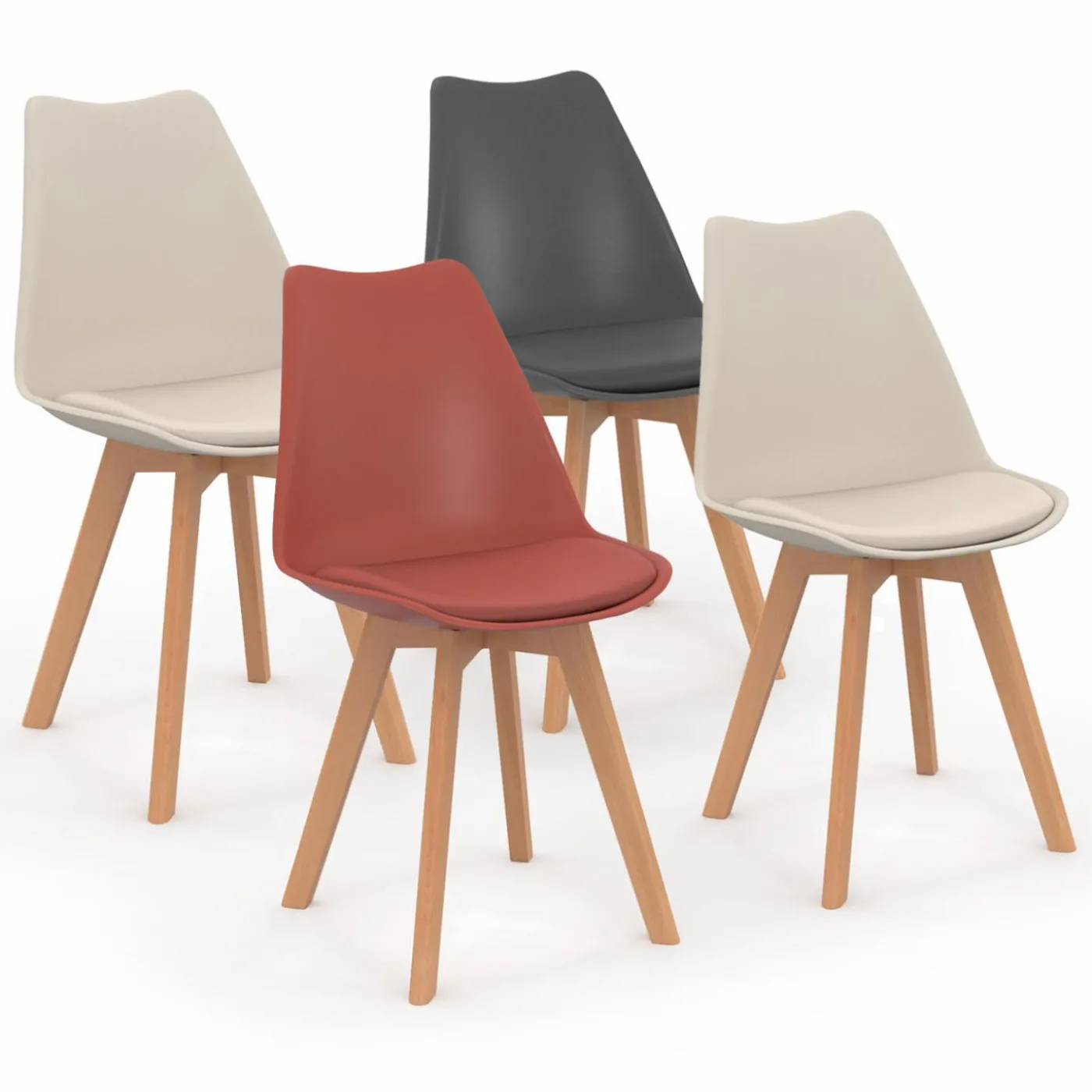 Chaises terracotta, gris, beige style scandinave