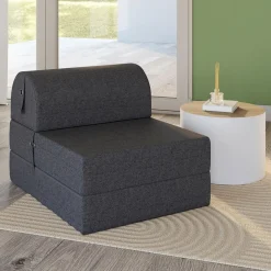 Chauffeuse convertible 1 place en tissu gris anthracite