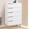 Chiffonnier 5 tiroirs bois et blanc style scandinave