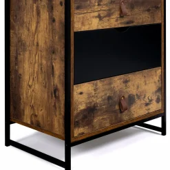 Chiffonnier bois et métal avec 5 tiroirs