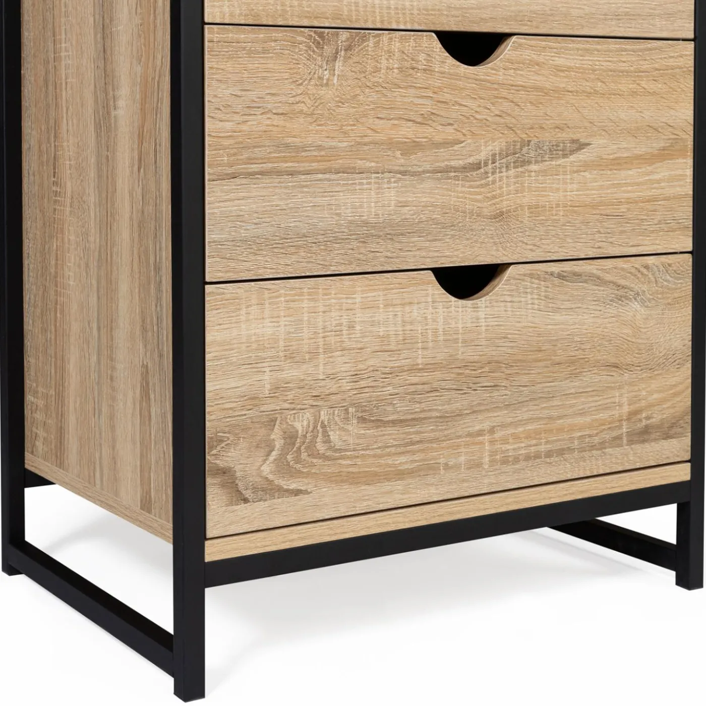 Chiffonnier industriel bois et métal 5 tiroirs