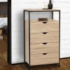 Chiffonnier industriel bois et métal avec 4 tiroirs