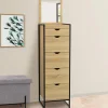 Chiffonnier industriel 40cm 5 tiroirs meuble d'entrée avec miroir