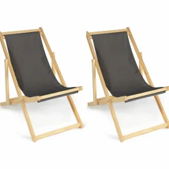 Chiliennes en bois et toile grise