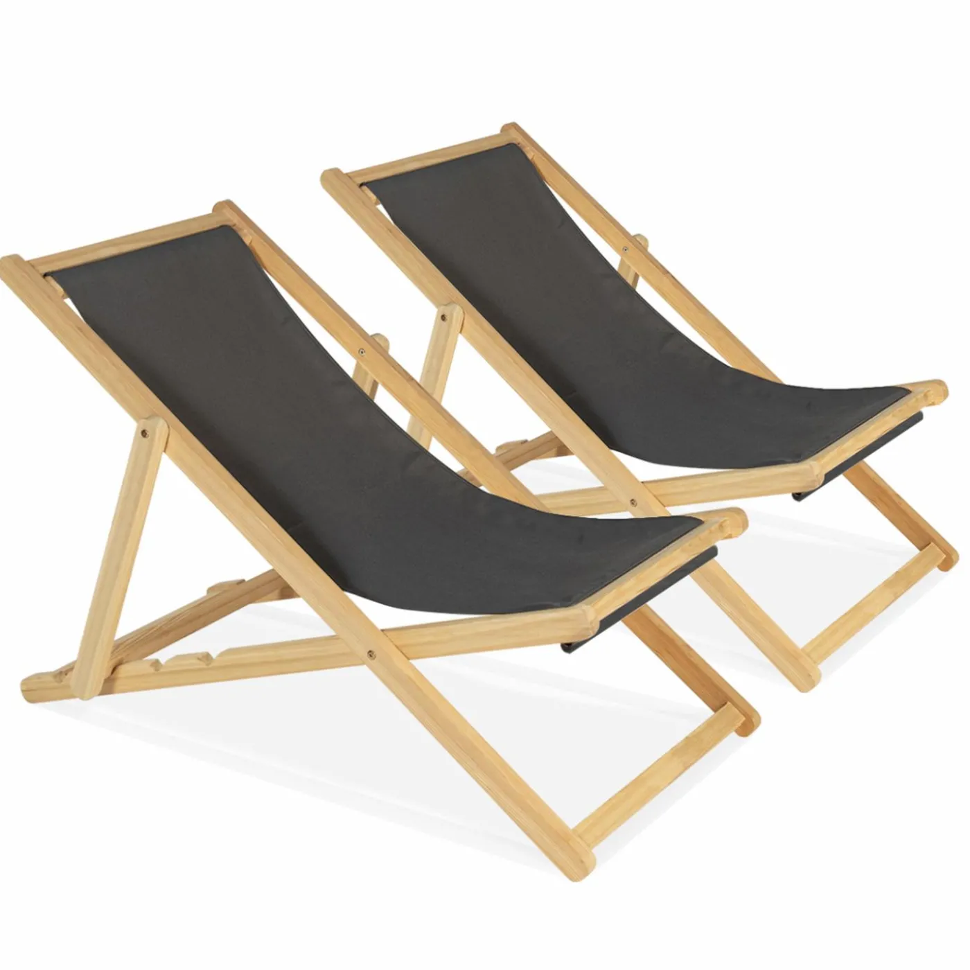 Chiliennes en bois et toile grise