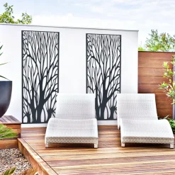 Claustra extérieur métal gris motif arbre