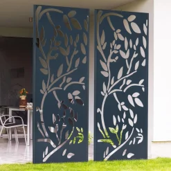 Claustra extérieur métal gris motif floral
