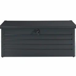 Coffre de jardin verrouillable en métal gris anthracite 600 L