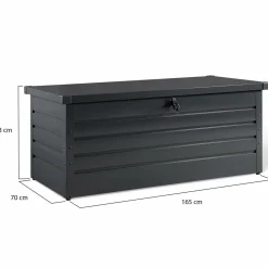 Coffre de jardin verrouillable en métal gris anthracite 600 L