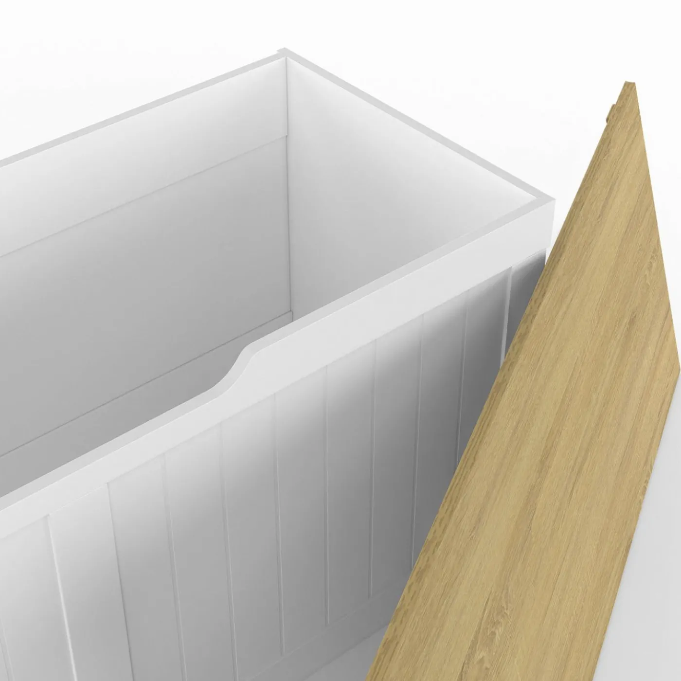 Coffre de rangement bois et blanc
