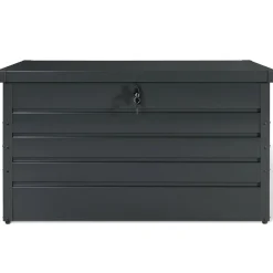 Coffre de rangement métal 810L verrouillable gris anthracite pour jardin 147x86x82 cm
