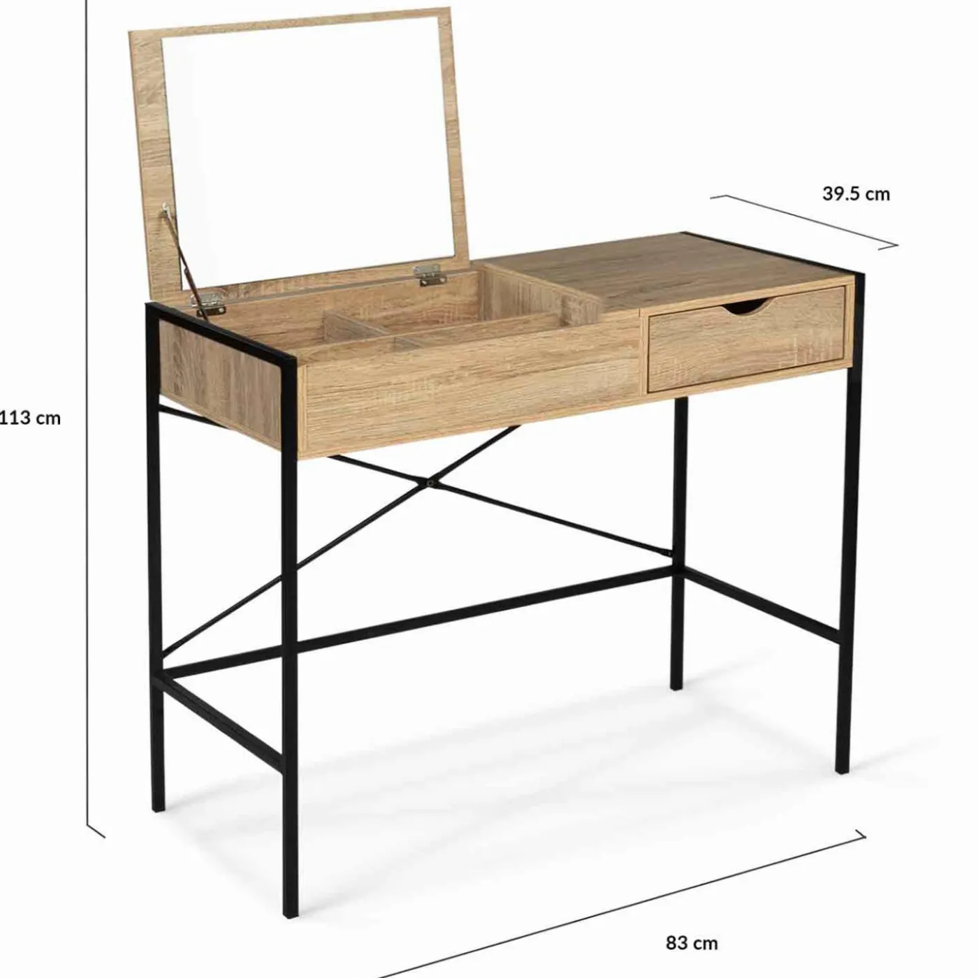 Coiffeuse industrielle avec miroir rabattable