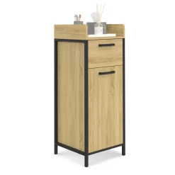 Colonne de rangement d'appoint salle de bain design industriel 1 tiroir 1 placard