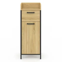 Colonne de rangement d'appoint salle de bain design industriel 1 tiroir 1 placard