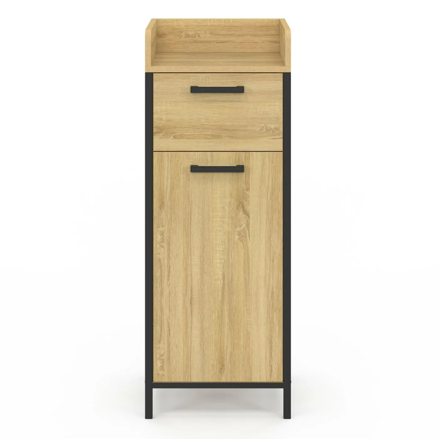 Colonne de rangement d'appoint salle de bain design industriel 1 tiroir 1 placard