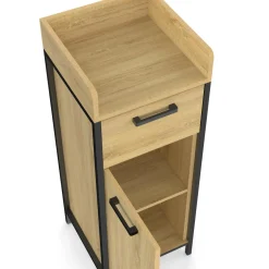 Colonne de rangement d'appoint salle de bain design industriel 1 tiroir 1 placard