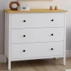 Commode 80 cm 3 tiroirs bois blanc plateau bois