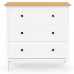 Commode 80 cm 3 tiroirs bois blanc plateau bois