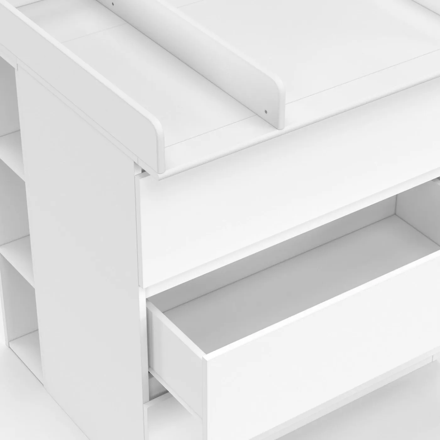 Commode à langer évolutive bois blanc 3 tiroirs et 2 étagères amovibles