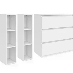 Commode à langer évolutive bois blanc 3 tiroirs et 2 étagères amovibles