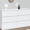 Commode 6 tiroirs 140 cm bois blanc
