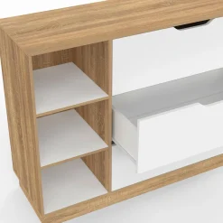 Commode 3 tiroirs 3 niches hêtre blanc
