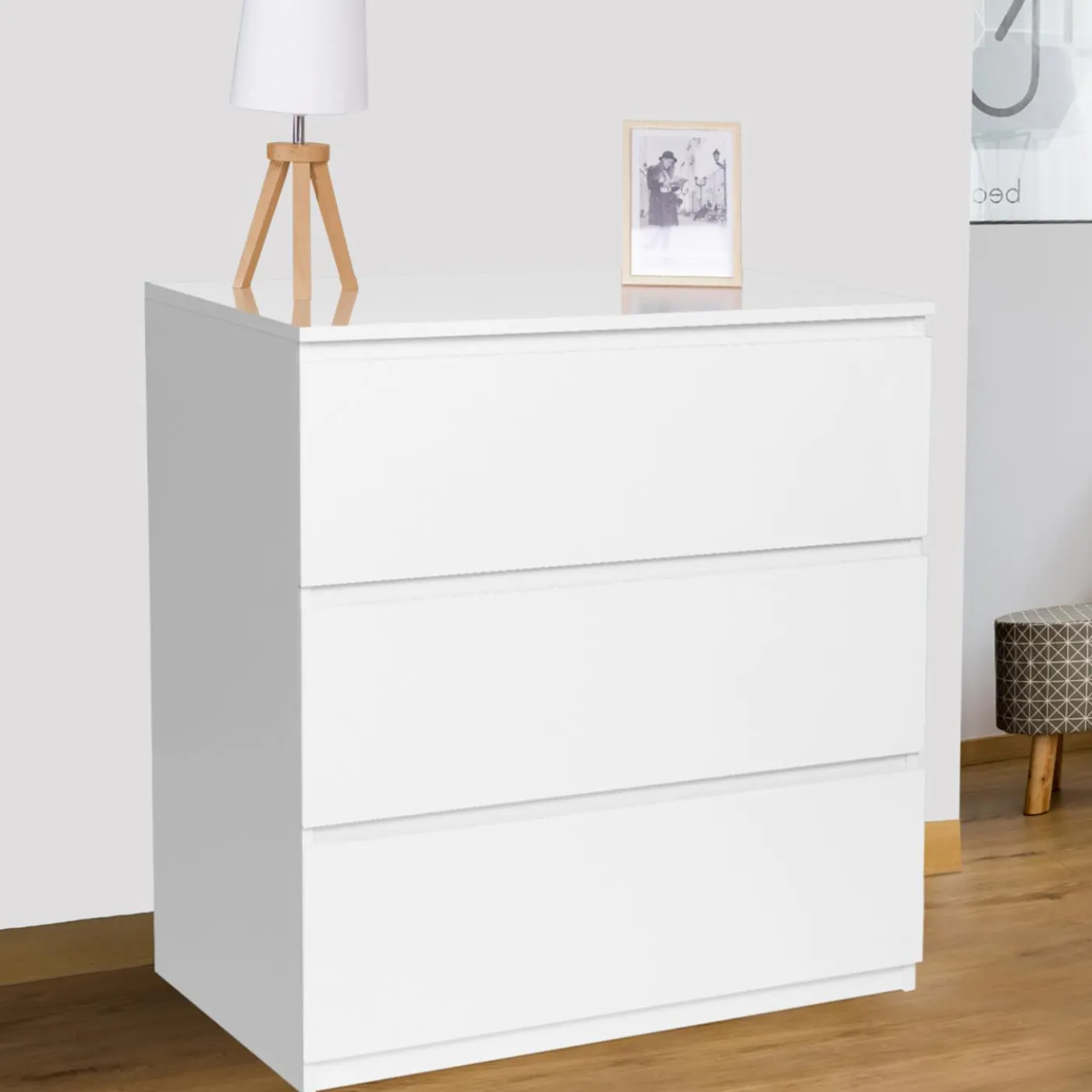 Commode 3 tiroirs blanche
