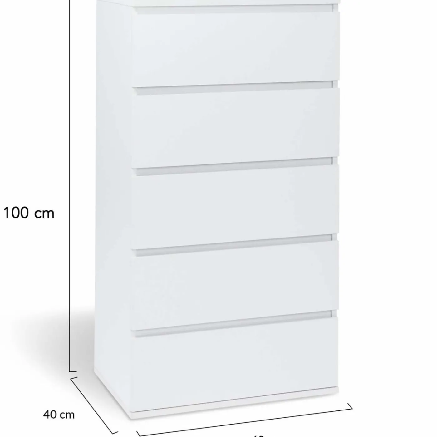 Commode 5 tiroirs blanche