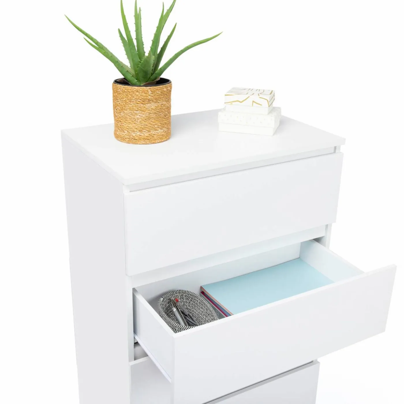 Commode 5 tiroirs blanche