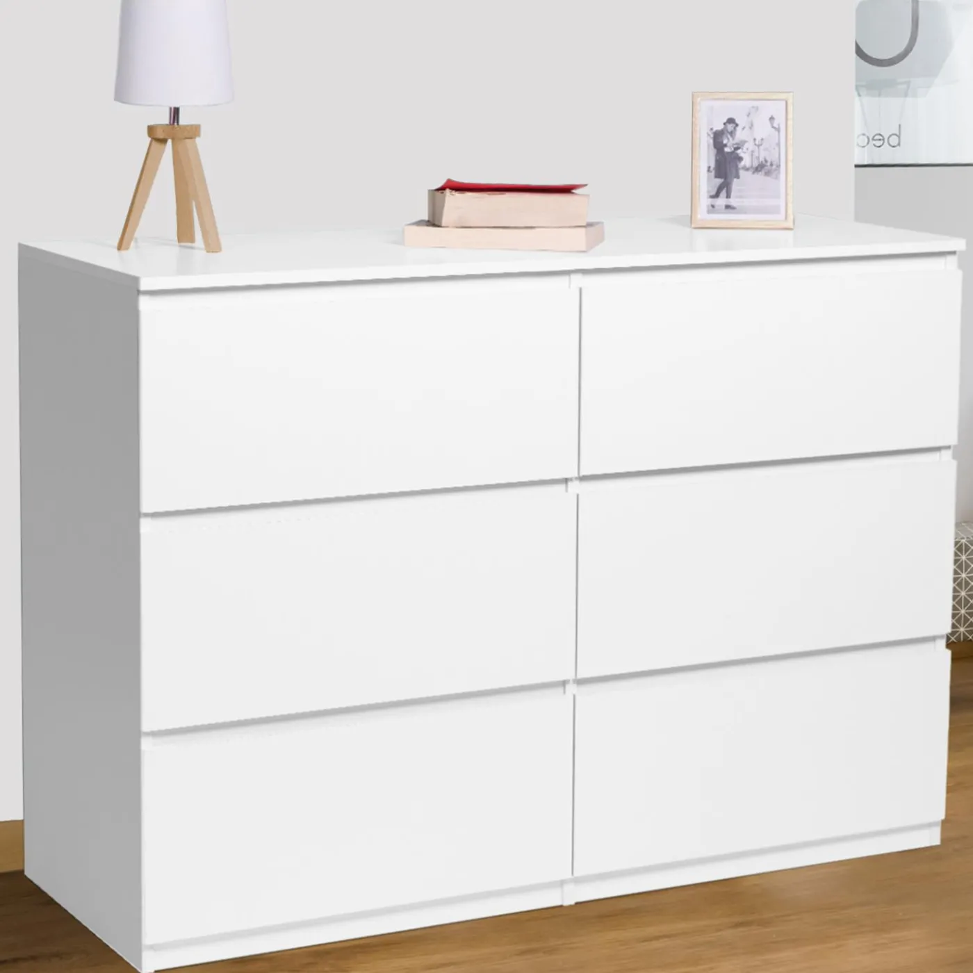 Commode 6 tiroirs blanche