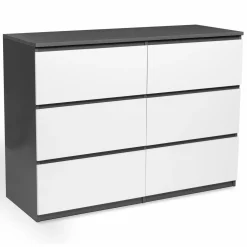 Commode 6 tiroirs blanche et grise