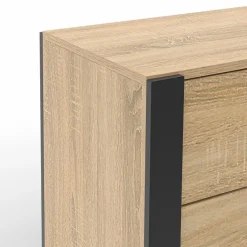 Commode 6 tiroirs bois et noir