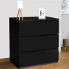 Commode 3 tiroirs design bois noir