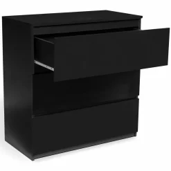 Commode 3 tiroirs design bois noir