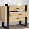 Commode 3 tiroirs design bois et pieds noir