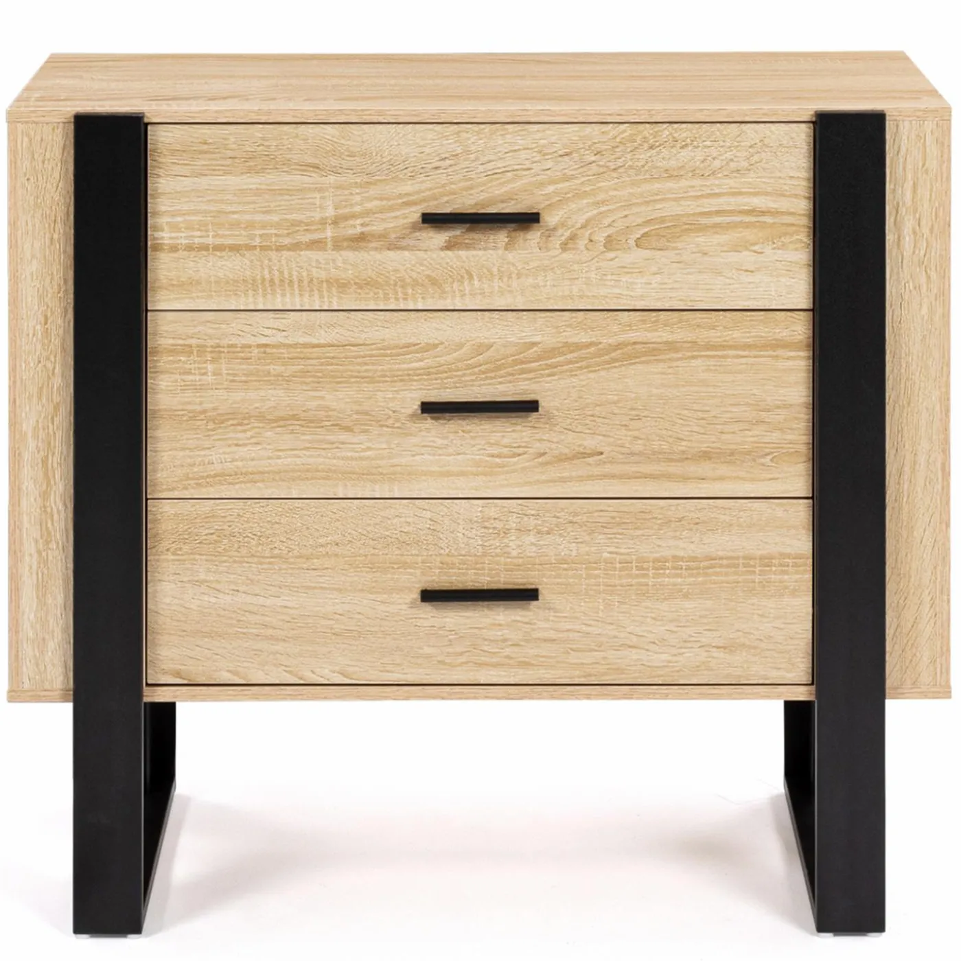 Commode 3 tiroirs design bois et pieds noir