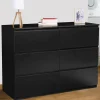 Commode 6 tiroirs design bois noir