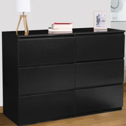 Commode 6 tiroirs design bois noir