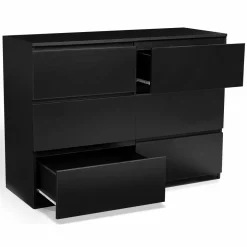 Commode 6 tiroirs design bois noir