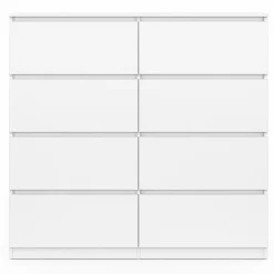 Commode 8 tiroirs en bois blanc 110 cm