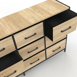 Commode 12 tiroirs en tissu 140 cm design industriel