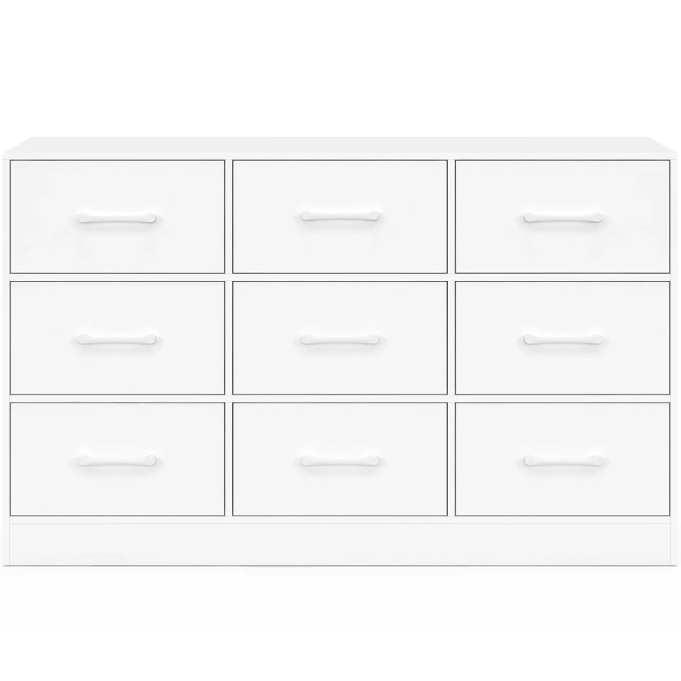 Commode 9 tiroirs en tissu 113 cm meuble de rangement bois blanc