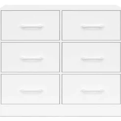 Commode 6 tiroirs en tissu 80 cm meuble de rangement bois blanc