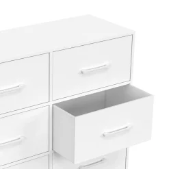 Commode 6 tiroirs en tissu 80 cm meuble de rangement bois blanc