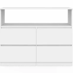 Commode avec 4 tiroirs bois blanc 100 cm avec niche