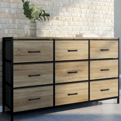 Commode avec 9 tiroirs en tissu