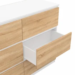 Commode blanc et bois 6 tiroirs