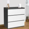 Commode blanche et grise 3 tiroirs